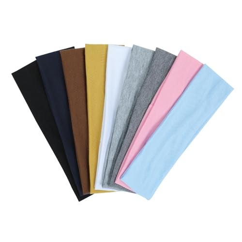 Ainitops 9Pcs Headbands for women Non Slip Headband, Soft Elastic Hair Bands for Women's Hair, Fashion Cotton Cloth Stretchy Sweat Bands Headbands for Sports, Makeup, Gym, Running, Yoga, Workout (9Colors-A) - Image 1