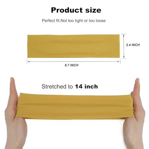 Ainitops 9Pcs Headbands for women Non Slip Headband, Soft Elastic Hair Bands for Women's Hair, Fashion Cotton Cloth Stretchy Sweat Bands Headbands for Sports, Makeup, Gym, Running, Yoga, Workout (9Colors-A) - Image 2