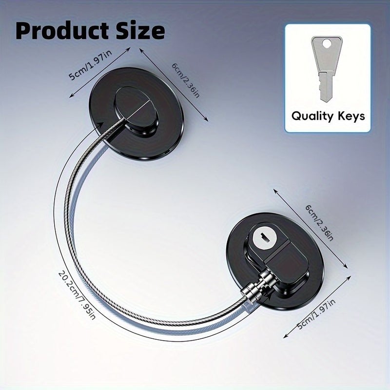 Set Of 2 Black Fridge Locks With Keys For Children Toddlers And Adults Self Adhesive Latches For Double Doors French Door Cabinets Drawers Ovens And Windows - Image 4