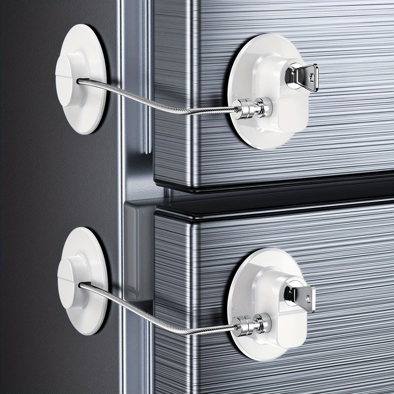 Set Of 2 Black Fridge Locks With Keys For Children Toddlers And Adults Self Adhesive Latches For Double Doors French Door Cabinets Drawers Ovens And Windows - Image 5