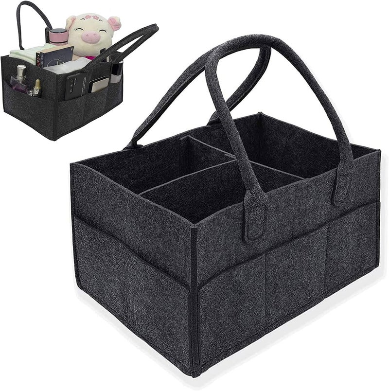 Roktry Diaper Caddy Organizer - Nursery Storage Bin, Baby Organizer, Changing Table Organizer, Baby Bag - Black - Image 1