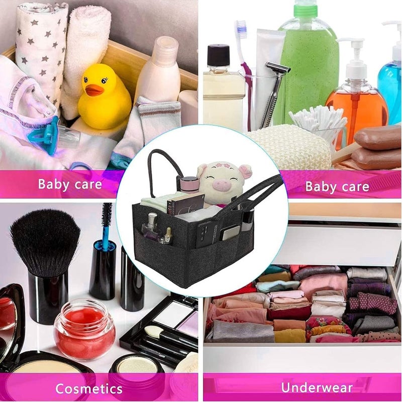Roktry Diaper Caddy Organizer - Nursery Storage Bin, Baby Organizer, Changing Table Organizer, Baby Bag - Black - Image 4