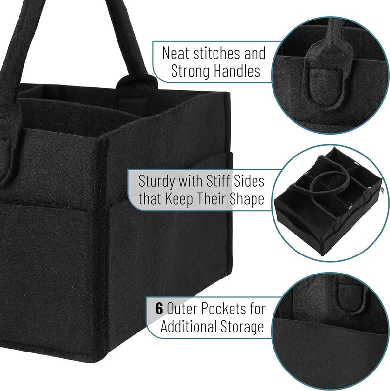 Roktry Diaper Caddy Organizer - Nursery Storage Bin, Baby Organizer, Changing Table Organizer, Baby Bag - Black - Image 5