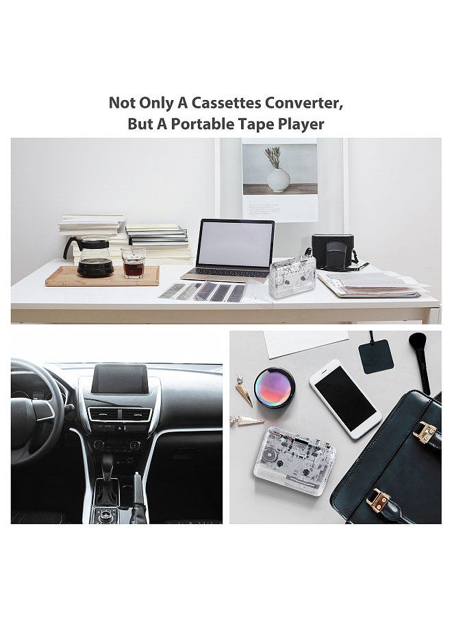 Portable USB Cassette Player Transparent Cassette Tape Player USB Cassette Capture with USB2.0 Port