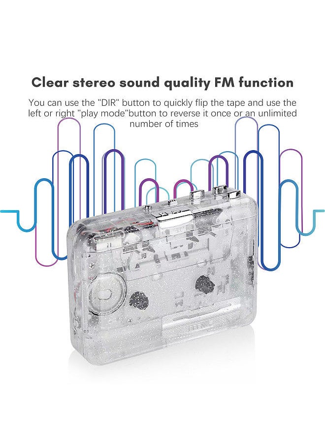 Portable USB Cassette Player Transparent Cassette Tape Player USB Cassette Capture with USB2.0 Port