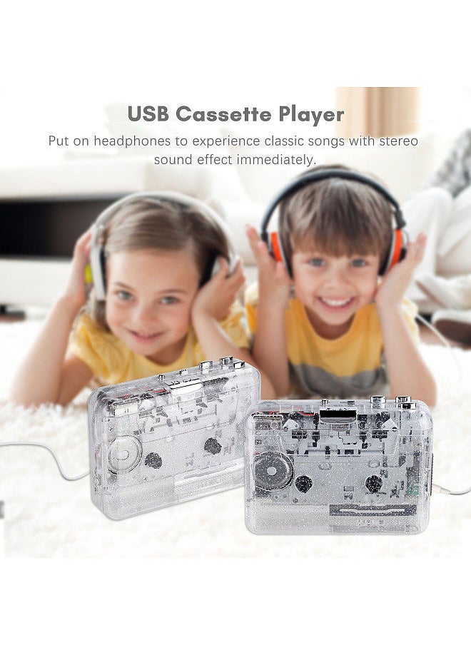 Portable USB Cassette Player Transparent Cassette Tape Player USB Cassette Capture with USB2.0 Port