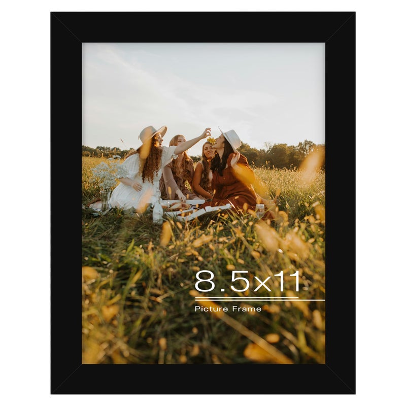 Frametory 85x11 Picture Frame  Solid Wood Black Molding  Tempered Glass Front Portrait Wall Gallery Frame Black 1 Pack