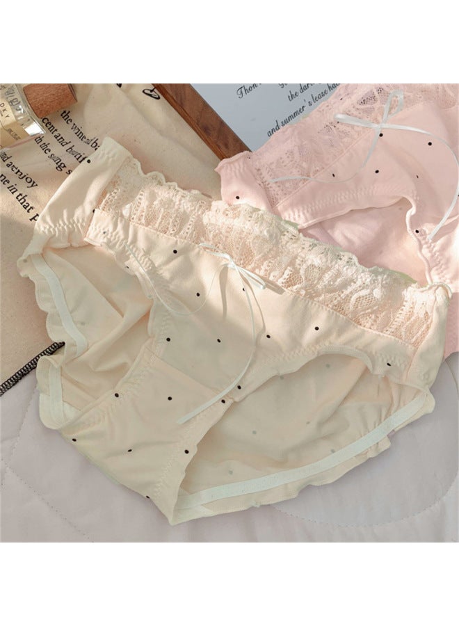 Yunman Rose ~ Girls Birthday Style Sweet And Cute Girl Cut Out Lace Mid-waist Underwear For Women  New Cotton Crotch