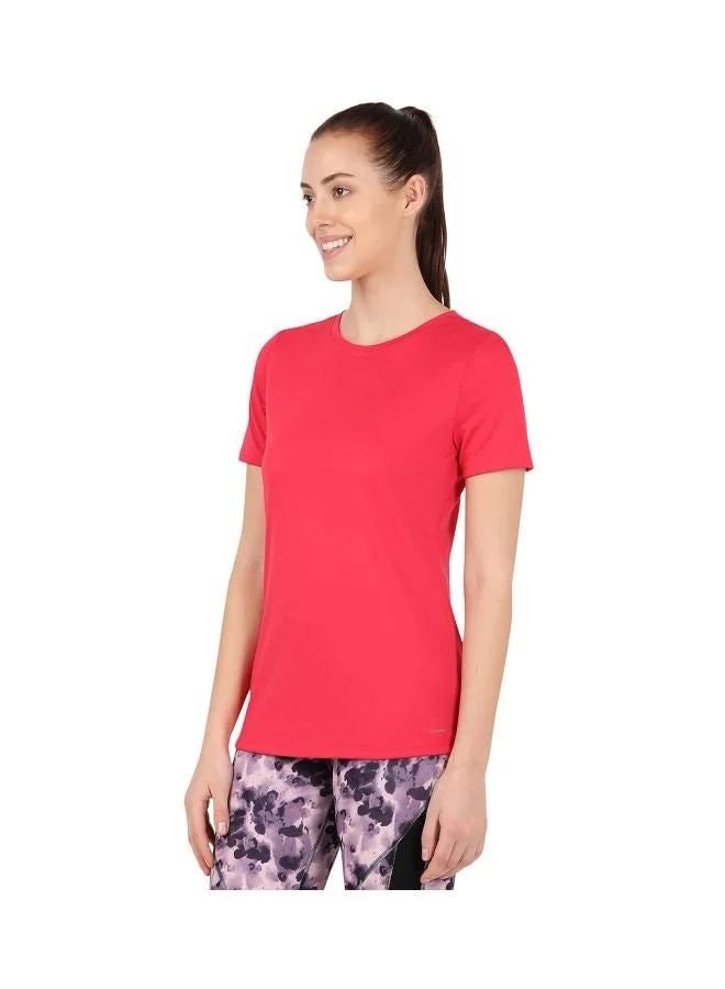 Jockey Virtual Pink MW71 Women Microfiber Round Neck Relaxed Fit T Shirt with StayDry and StayFresh Treatment for Women | Best Price UAE