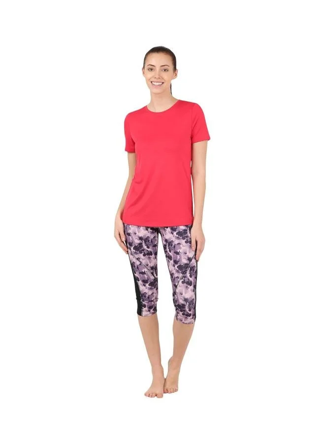 Jockey Virtual Pink MW71 Women Microfiber Round Neck Relaxed Fit T Shirt with StayDry and StayFresh Treatment for Women | Best Price UAE