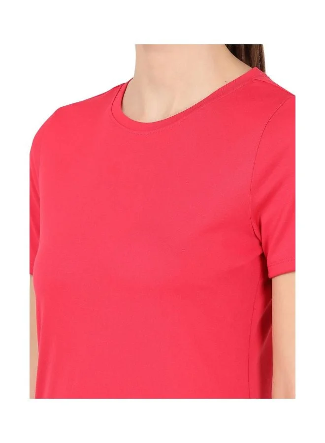 Jockey Virtual Pink MW71 Women Microfiber Round Neck Relaxed Fit T Shirt with StayDry and StayFresh Treatment for Women | Best Price UAE