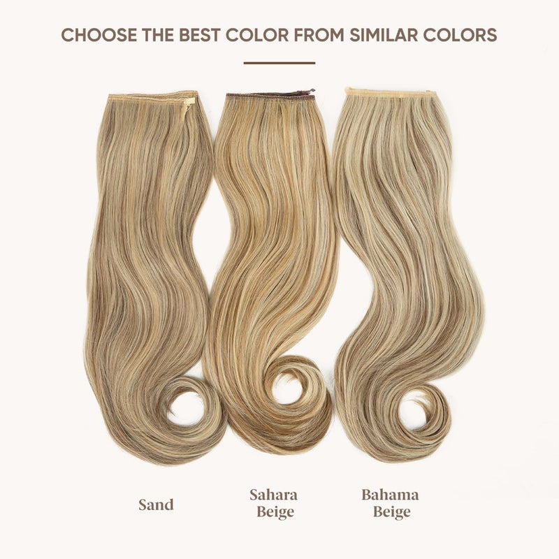 SARLA Invisible Wire Hair Extensions with 3 Clips Long Wavy Curly Synthetic Hairpiece for Women Adjustable Transparent Headband 18 Inch Sand - Image 2