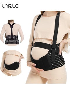 Unique Belly Bands For Pregnant Women - Adjustable Pregnancy Support Straps - Breathable Abdominal Binder - Back Support - Suitable for All Stages of Pregnancy and Postpartum - Black/XL  - Image 1