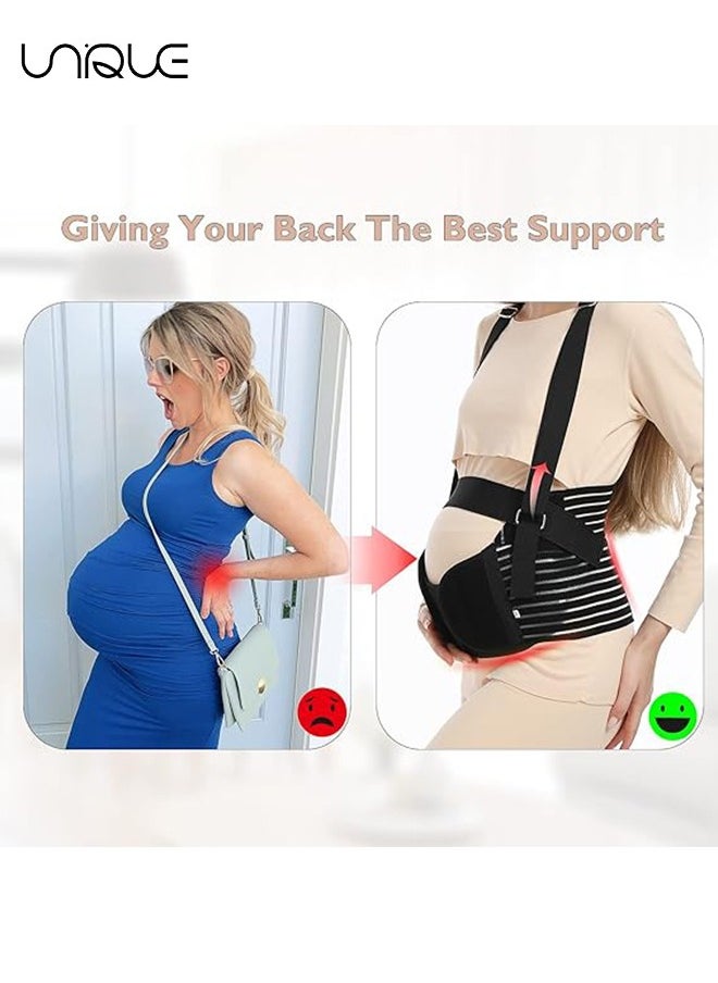 Unique Belly Bands For Pregnant Women - Adjustable Pregnancy Support Straps - Breathable Abdominal Binder - Back Support - Suitable for All Stages of Pregnancy and Postpartum - Black/XL  - Image 2