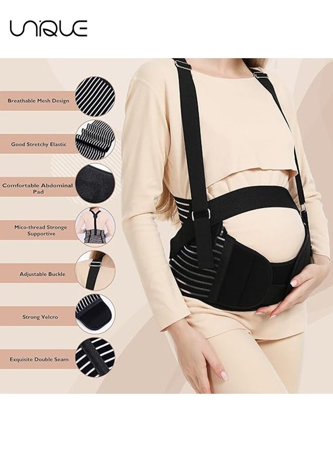 Unique Belly Bands For Pregnant Women - Adjustable Pregnancy Support Straps - Breathable Abdominal Binder - Back Support - Suitable for All Stages of Pregnancy and Postpartum - Black/XL  - Image 3