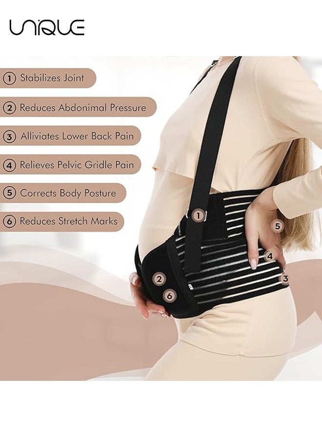 Unique Belly Bands For Pregnant Women - Adjustable Pregnancy Support Straps - Breathable Abdominal Binder - Back Support - Suitable for All Stages of Pregnancy and Postpartum - Black/XL  - Image 4