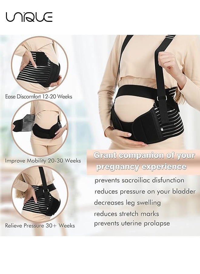 Unique Belly Bands For Pregnant Women - Adjustable Pregnancy Support Straps - Breathable Abdominal Binder - Back Support - Suitable for All Stages of Pregnancy and Postpartum - Black/XL  - Image 5