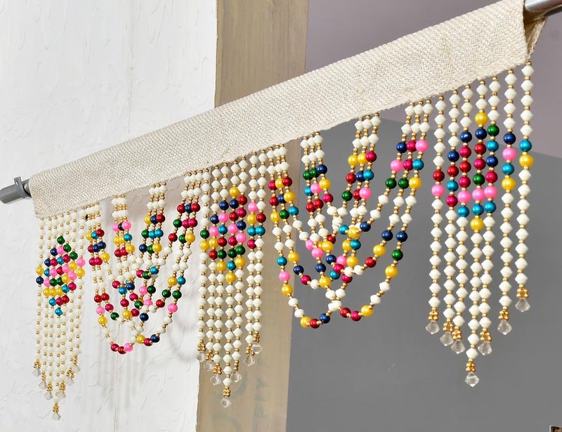 Voblin Polyvinyl Chloride Fancy Sparkling Decorative Pearl Beads String Full Door Rod Pocket Curtain for MandirRoom DividerEntrance - Image 1