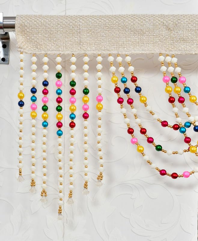 Voblin Polyvinyl Chloride Fancy Sparkling Decorative Pearl Beads String Full Door Rod Pocket Curtain for MandirRoom DividerEntrance - Image 3
