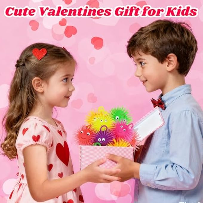 Basytodio 24 PCS LED Puffer Balls Valentines Day Cards for Kids Classroom Glowing Light Up Toys Valentines Gifts School Bulk Sensory Stress Ball Party Favor Bouncy Balls Goodie Bag Stuffers Boys Girls - Image 4