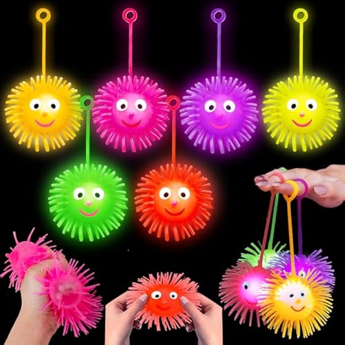 Basytodio 24 PCS LED Puffer Balls Valentines Day Cards for Kids Classroom Glowing Light Up Toys Valentines Gifts School Bulk Sensory Stress Ball Party Favor Bouncy Balls Goodie Bag Stuffers Boys Girls - Image 1