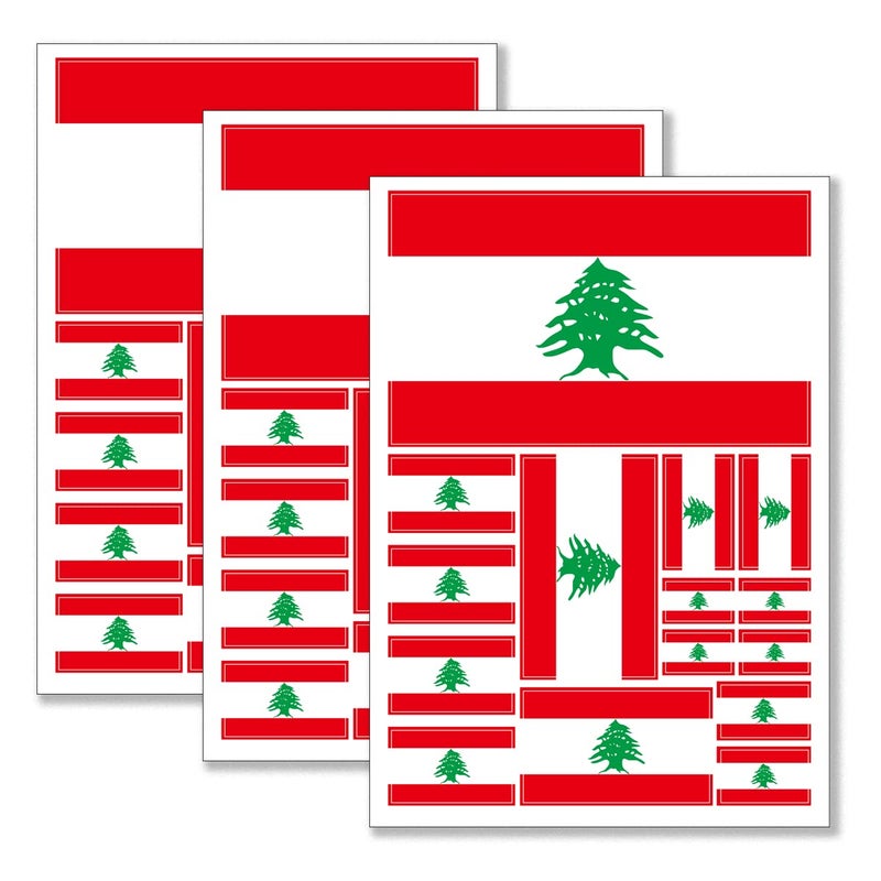 QQSD Lebanon Flag Sticker Lebanese Decal in Multiple Sizes 3 Pack 117 x 83 Inches