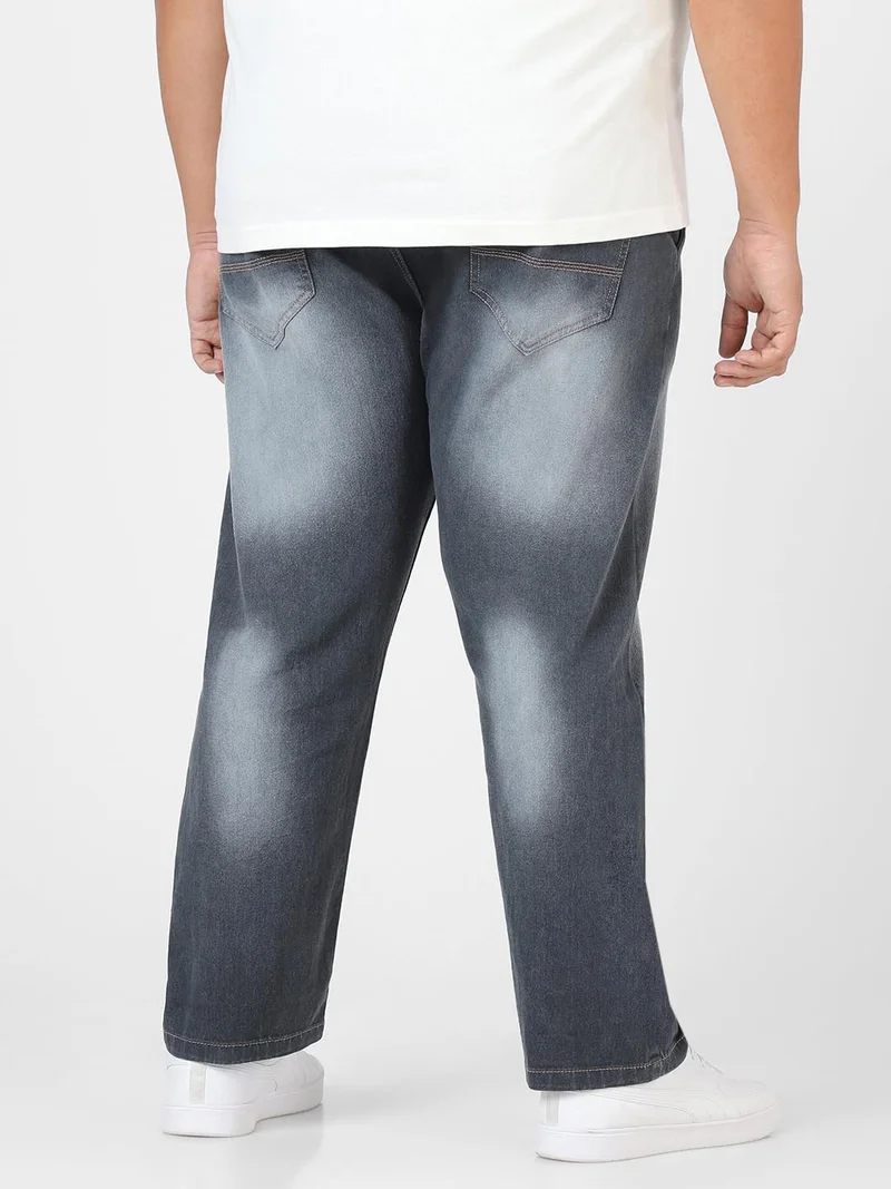Urbano Fashion  Urbano Plus Men's Grey Regular Fit Washed Jeans Stretchable  | Best Price UAE