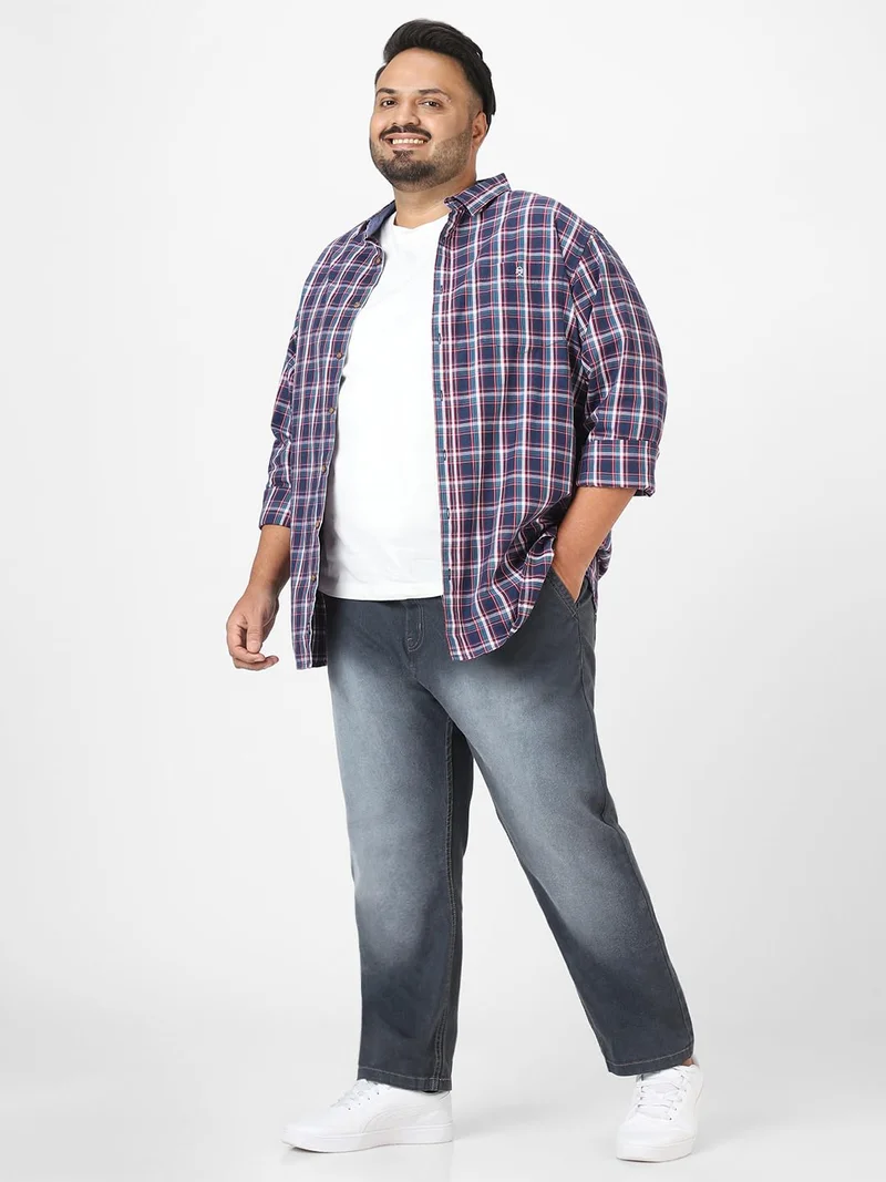 Urbano Fashion  Urbano Plus Men's Grey Regular Fit Washed Jeans Stretchable  | Best Price UAE
