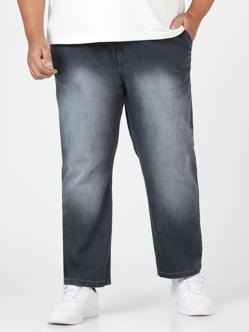 Urbano Plus Men's Grey Regular Fit Washed Jeans Stretchable