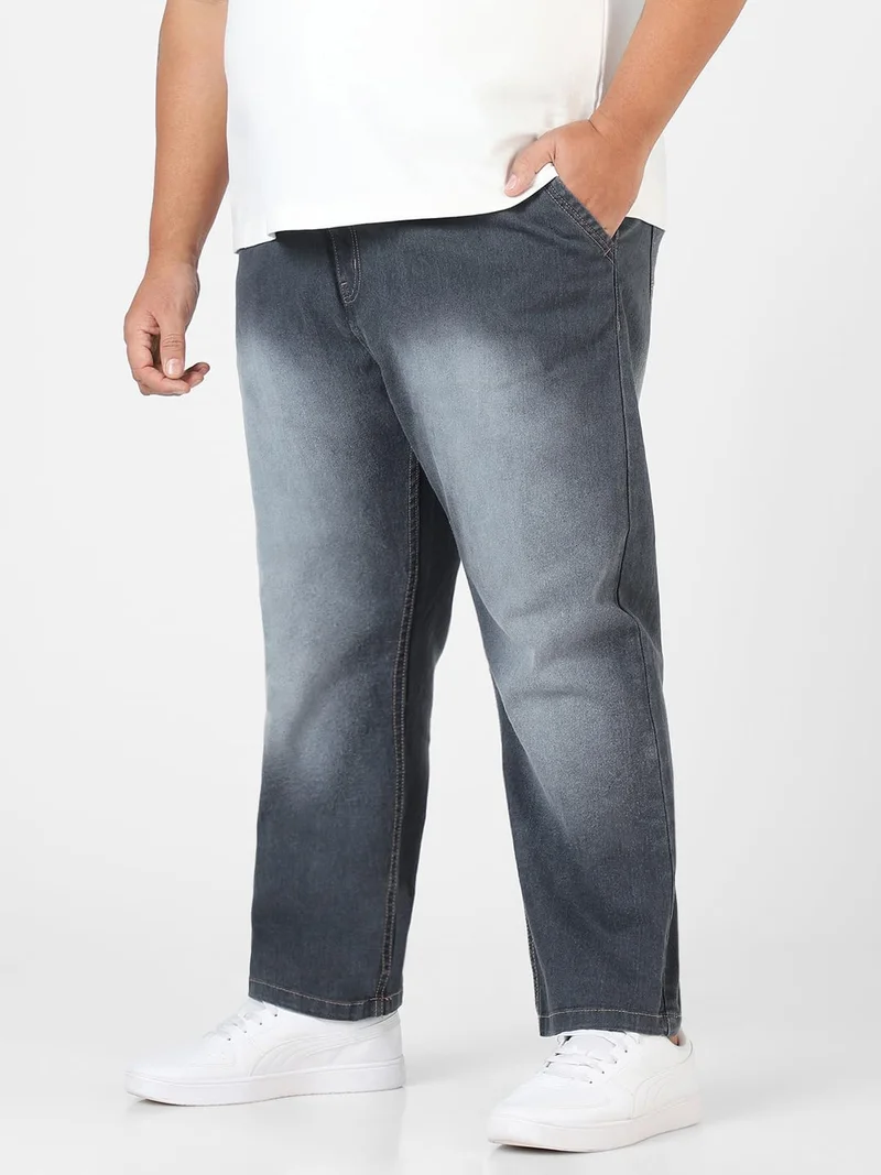 Urbano Fashion  Urbano Plus Men's Grey Regular Fit Washed Jeans Stretchable  | Best Price UAE