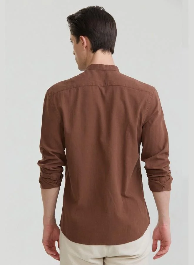 FELIX HARDY Men's Cotton Linen Blend Long Sleeve Shirt