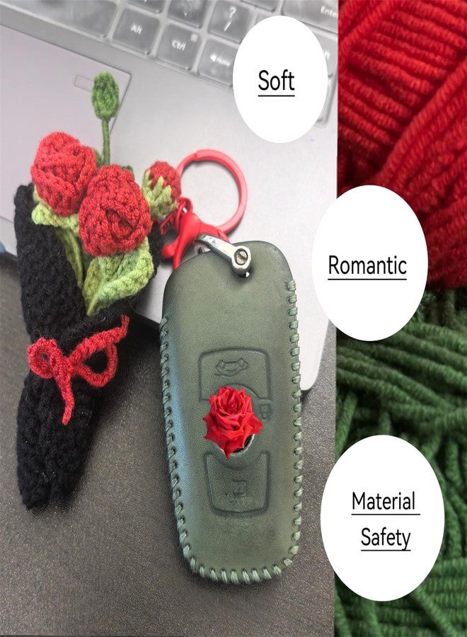 Mshion Handmade Crochet Red Rose Flower Keychain, Cute Keychains for Women Girls Novelty Aesthetic Keychains Holiday Gifts - Image 4