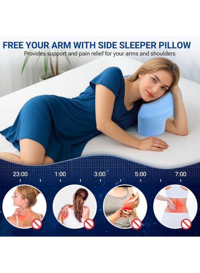 Relex Side Sleeper Pillow for Adults, Ergonomic Memory Foam Shoulder Pillow with Arm Hole for Neck and Shoulder Pain, Suitable for Side Sleepers (Blue) - Image 4