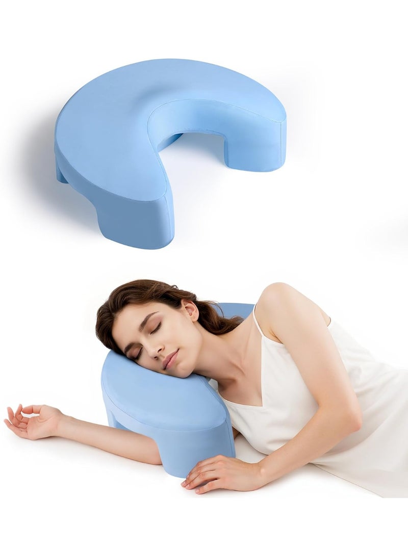 Relex Side Sleeper Pillow for Adults, Ergonomic Memory Foam Shoulder Pillow with Arm Hole for Neck and Shoulder Pain, Suitable for Side Sleepers (Blue) - Image 1