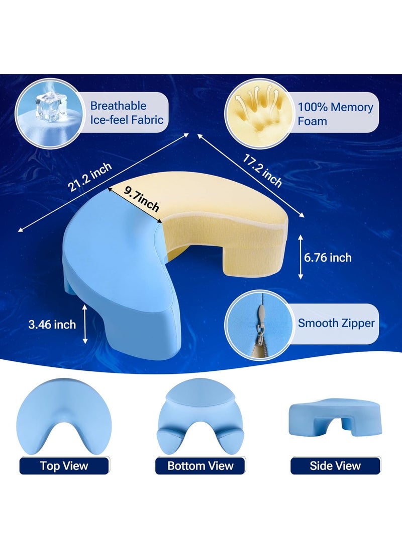 Relex Side Sleeper Pillow for Adults, Ergonomic Memory Foam Shoulder Pillow with Arm Hole for Neck and Shoulder Pain, Suitable for Side Sleepers (Blue) - Image 2