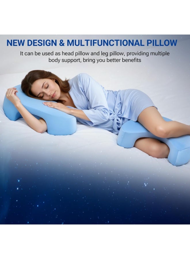 Relex Side Sleeper Pillow for Adults, Ergonomic Memory Foam Shoulder Pillow with Arm Hole for Neck and Shoulder Pain, Suitable for Side Sleepers (Blue) - Image 5