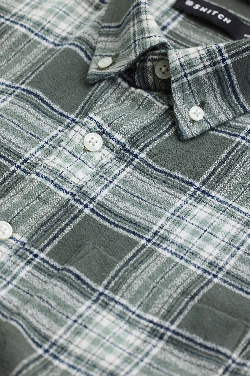 SNITCH Green Checkered Long Sleeve Slim Fit Shirt