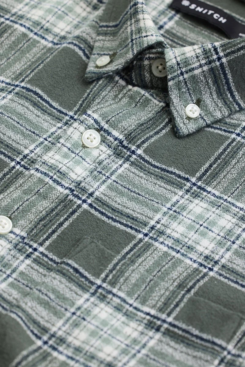 SNITCH Green Checkered Long Sleeve Slim Fit Shirt