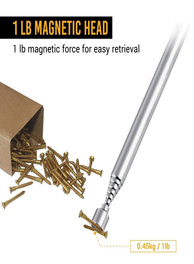 EWK 2 Pcs Stainless Telescoping Magnetic Pick-Up Tool with Pocket Pen Clip, Extendable to 25.2" Length, Magnet Retrieval Gadget Tool with Telescopic Stick Gifts for Father, Men, Craft Enthusiasts - Image 3