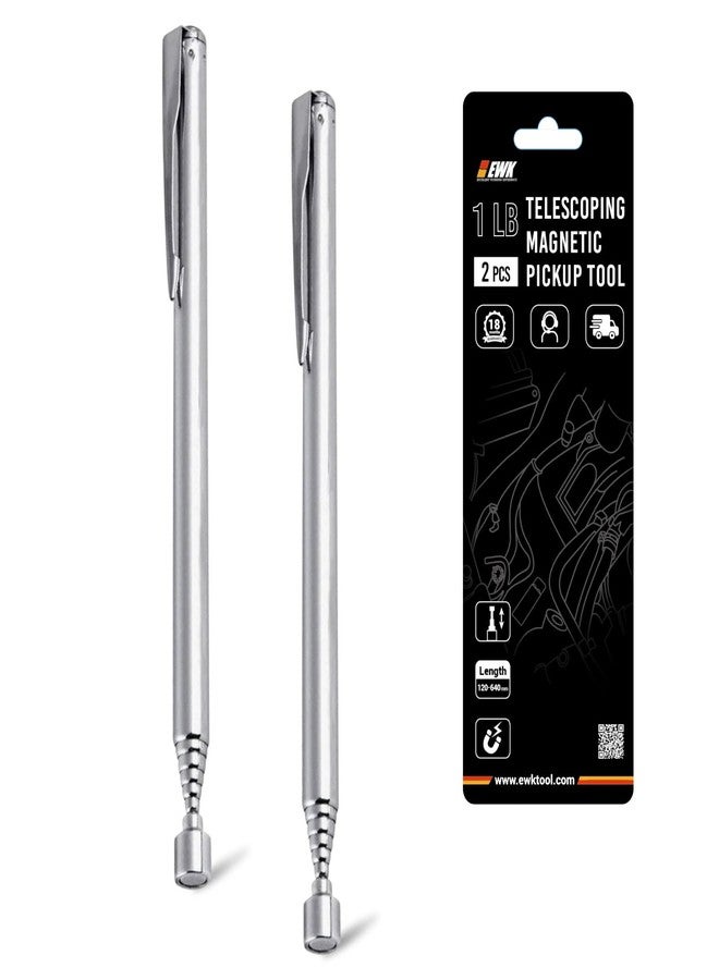 EWK 2 Pcs Stainless Telescoping Magnetic Pick-Up Tool with Pocket Pen Clip, Extendable to 25.2" Length, Magnet Retrieval Gadget Tool with Telescopic Stick Gifts for Father, Men, Craft Enthusiasts - Image 1