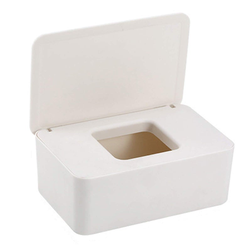 Cuayaes White Tissue Box Cover Refillable Baby Wipes Dispenser with Sealed Lid Modern Desktop Tissue Box Holder Napkin Organizer Container for Bathroom Car Office