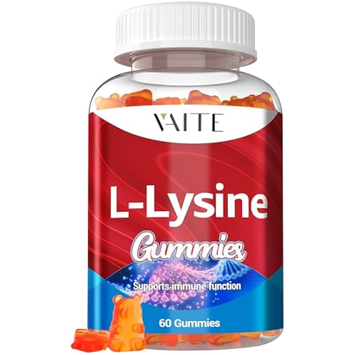 VAITE L-Lysine 1000mg Gummies - Supports Skin, Lip, Vegan, Gluten Free, Vitamins for Adults Tissue Health & Immune System, Chewables, Amino Acid Vitamin Supplement & Complex Supplements, Non-GMO - Image 1