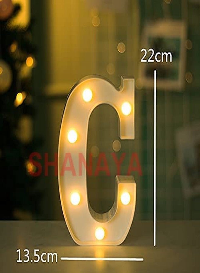 SHANAYA Alphabet LED Letter Lights Number Light Decorative Birthday Wedding Party Home Decor Light Up Plastic English Letters Standing Hanging A-Z for Party Wedding Festival (C) - Image 2