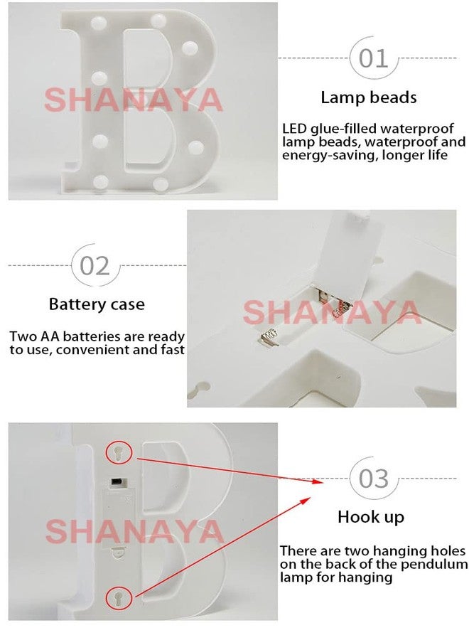 SHANAYA Alphabet LED Letter Lights Number Light Decorative Birthday Wedding Party Home Decor Light Up Plastic English Letters Standing Hanging A-Z for Party Wedding Festival (C) - Image 4