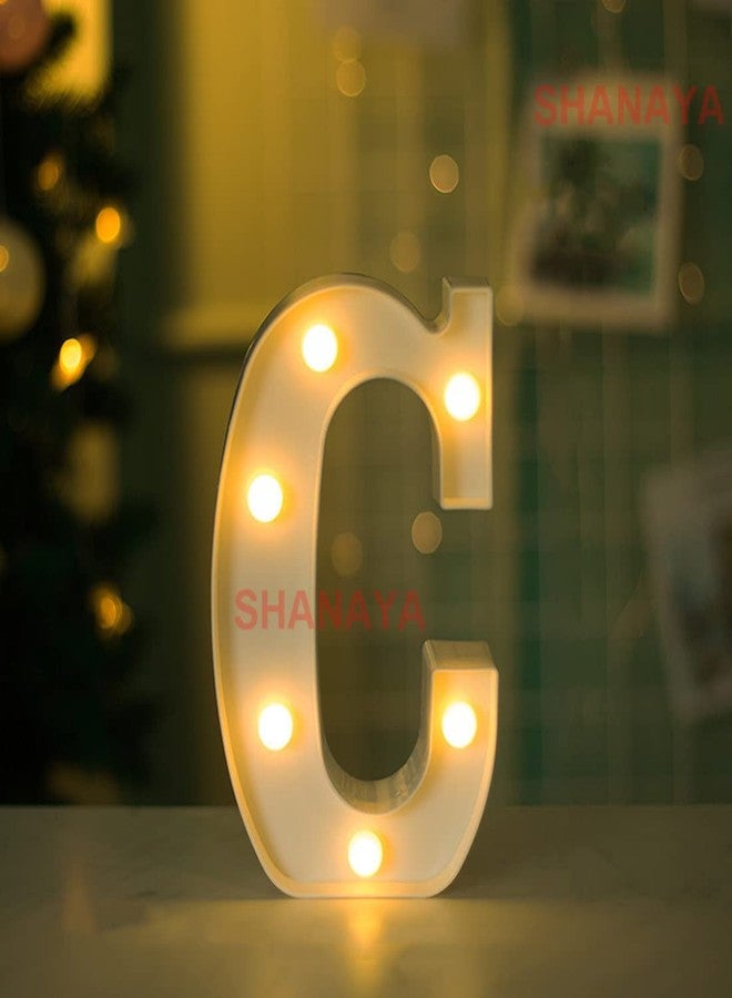 SHANAYA Alphabet LED Letter Lights Number Light Decorative Birthday Wedding Party Home Decor Light Up Plastic English Letters Standing Hanging A-Z for Party Wedding Festival (C) - Image 1