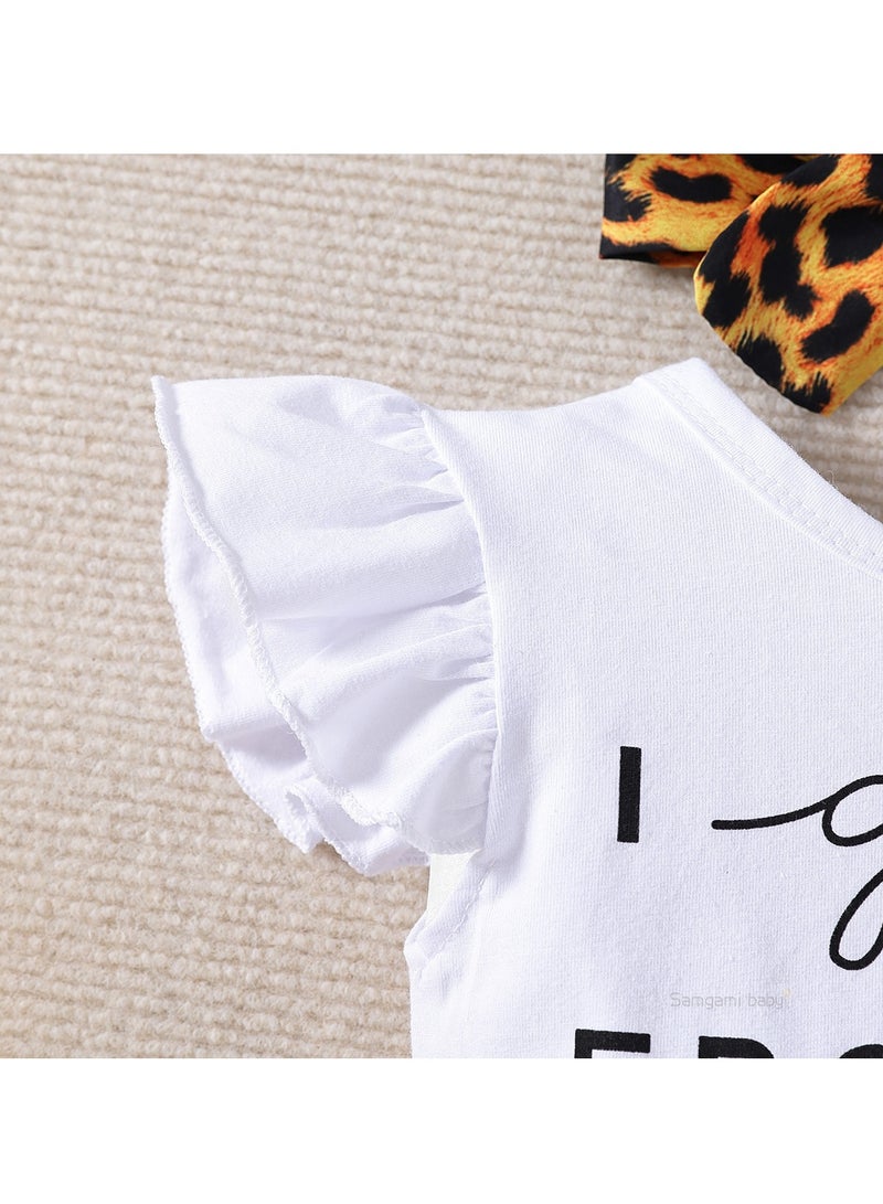 6‑9 M Infant Toddler Summer Romper and Leopard Print Skirt Set with Headband, for Baby Boy or Girl, Pure Cotton, “I got it from my mama” Print, Perfect for Birthday, Photoshoots, Family Gatherings, Beach, Park, Travel, Daily Wear  - Image 4