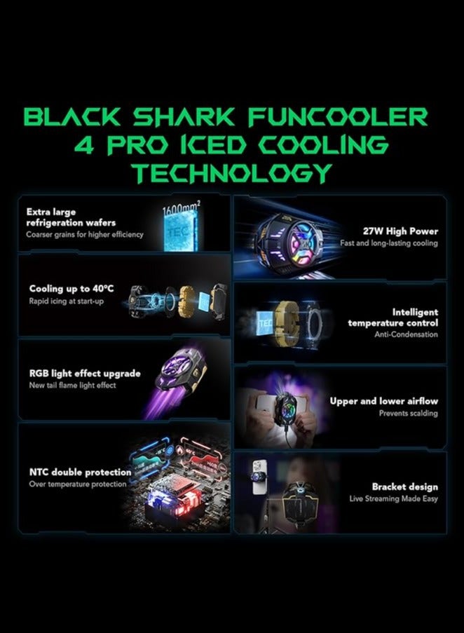 بلاك شارك مبرد الهاتف بلاك شارك Black Shark 4 Pro بقوة ٢٧ واط – مروحة تبريد ذكية مع أوضاع تبريد وتحكم عبر التطبيق وإضاءة RGB – مثالي للألعاب، البث المباشر، والقيادة – متوافق مع هواتف آيفون وأندرويد من ٦٧ إلى ٨٨ ملم – للاستخدام مع الهواتف فقط - Image 5