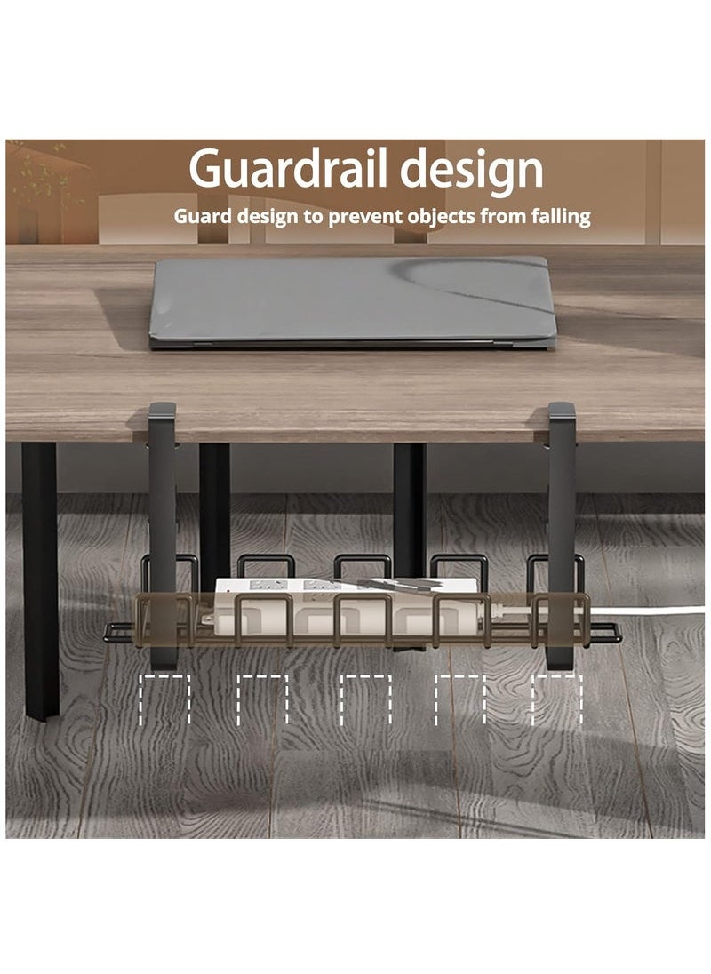 Captaintech Cable Management Tray, Adjustable Wire Management Rack Clamp Mount System, Under Desk Wire Cable Holder Office, Home, Kitchens (Black)  - Image 2