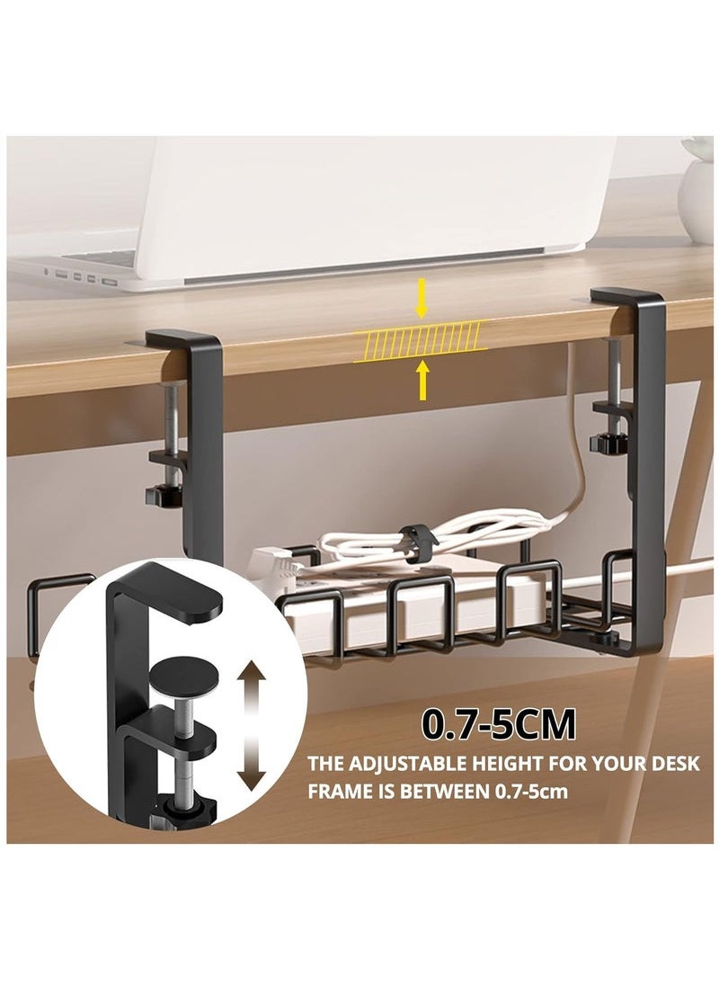 Captaintech Cable Management Tray, Adjustable Wire Management Rack Clamp Mount System, Under Desk Wire Cable Holder Office, Home, Kitchens (Black)  - Image 3
