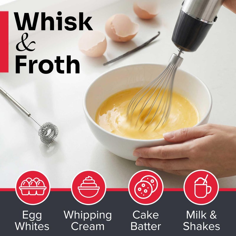 Mueller Multistick 5-in-1 Immersion Blender Handheld,12 Speed Hand Mixer-Turbo Boost,Heaviest Duty Copper Motor,Titanium reinforced Blades Hand Blender,Milk Frother Wand,Whisk,Beaker,Chopper,Grey - Image 5
